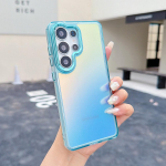 Luksuslik laser-gradient v&auml;rviline telefoni&uuml;mbris Samsung Galaxy S26 Ultra S25 Edge S24 Plus S23 FE jaoks, TPU+PC, p&otilde;rutuskindel kaitsekaas Galaxy S24 FE sinine