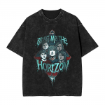 &Uuml;lem&otilde;&otilde;tmeline happepesu Vintage L&uuml;hikeste Varrukatega T-s&auml;rk featuring Bring Me the Horizon B&auml;ndi Portree Tume Gootiline Graafiline Tr&uuml;kk S