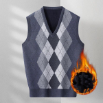 Meeste Argyle Prindiga V-kaelusega Kootud Vest Mitmev&auml;rviline Vabaaja Varrukateta Pullover Topp L tumehall v&auml;rv