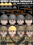 MOC WW2 Itaalia S&otilde;durid Kujukesed Ehitusklotsid Itaalia Armee Jalav&auml;e Ohvitser Relvad P&uuml;stol Keep Kiivrid Tankit&uuml;kk Klotsid M&auml;nguasjad mitmev&auml;rviline