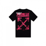 OFF WHITE SS19 T-s&auml;rgid Meeste &Uuml;mmarguse kaelusega M&otilde;&otilde;dukas sirge l&otilde;ige OMAA027R191850151028 XXS must/roosa