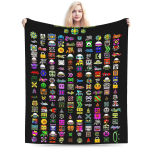 Geometry Dash Raskusaste Demon Faces Pl&uuml;&uuml;sist Tekk Lastele Flanellist Visketekk Elutuppa Soe Pehme Kvaliteetne Voodikate Kingitus 100X150CM