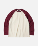 FRIZMWORKS Raglaanpikkade varrukatega T-s&auml;rk 002 _ Veinipunane Burgundy/L white
