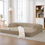 2-kohaline diivanvoodi pehmest korduroo kangast, teisendatav p&otilde;randadiivanvoodi, ru&auml;&auml;&auml;s&auml;&auml;stev futon-diivan elutuppa, korterisse ja k&uuml;lalistuppa 190 x 78 x 65 cm pruun