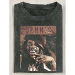 Meeste Dennis Brown/230G Pesemistee/Raskekaaluline Retro Muusika T-s&auml;rk Ikoonilise Portree ja Allkirja Prindiga/Sobib Kontsertideks, Vabaaja Kandmiseks 5XL must