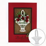 Lillekorvi metallist l&otilde;ikamise &scaron;abloon kaartide tegemiseks Scrapbookingi fotoalbum