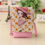 Cartoon Print Women Messenger Bags PU nahast naiste &otilde;lakott Rahakott Telefoni kott Mini Crossbody kott