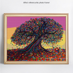 T&auml;is&uuml;mmargune teemantmaal, v&auml;rviline puu, t&auml;isekraan maastikul DIY teemanttikandid ristpistes 20X30CM