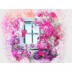 Teemantmosaiik, maastik aken, lilled, &uuml;mmargused teemantmaalid, maastik, muster helmet&ouml;&ouml;d 20X30CM