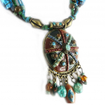 Les Tr&eacute;sors De Lily [D8907] - Collier 'Princesse Tib&eacute;taine' Turquoise Marron t&uuml;rkiissinine