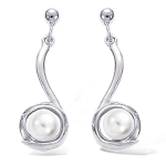 Les Tr&eacute;sors De Lily [H5500] - h&otilde;bedased k&otilde;rvar&otilde;ngad 'Perla' h&otilde;bevalged (roodiumiga kaetud) - 25x9 mm valge