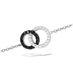 Les Tr&eacute;sors De Lily [J6946] - Bracelet Argent 'Romy' noir blanc (rhodi&eacute;) - 11x16 mm must