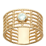 Bague Plaqu&eacute; Or 'D&eacute;esse' blanc dor&eacute; - 11 mm 56 kuld