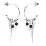 Les Tr&eacute;sors De Lily [Q5596] - Cr&eacute;oles cr&eacute;ateur acier 'Une Etoile est N&eacute;e' noir argent&eacute; - 25 mm- 30 mm must