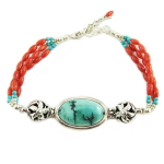 Les Tr&eacute;sors De Lily [Q5696] - K&auml;sitsi valmistatud h&otilde;bedast k&auml;ev&otilde;ru  Heaven  t&uuml;rkiissinine korallh&otilde;be - 27x16 mm t&uuml;rkiissinine