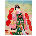 Jaapan Woman isetehtud 5d teemantmaal Ristpistes teemanttikandid 20X30CM