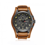 CURREN 8225 Quartz Fashion Kell Mees Kell Populaarseimad Br&auml;ndi Kalender Nahast Rihm Business Military Dual pruun