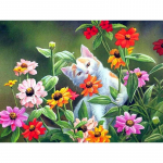 Uus 5D DIY Teemantmaaling Kass Lill Teemanttikandid Loom Ristpistes T&auml;isruudukujuline &uuml;mmargune puur Kodukaunistus K&auml;sitsi Kunst Kingitus Full Round 15x20CM