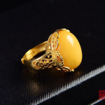 SACE GEMS Klassikaline vasesulamist pilvine merevaigu s&otilde;rmus Naiste ehted Pulmalubadus peokink open kollane