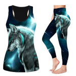 Big Wolf Print joogariietus naistele Moodne 3D Prinditud Treening Retuusid Fitness Sport K&otilde;rge v&ouml;&ouml;kohaga vabaaja joogap&uuml;ksid 8XL roheline