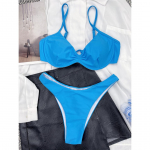 Kortsus v&ouml;&ouml;koha keskosa bikiinid naiste ujumistrikoo, naiste ujumisriided, kaheosaline bikiinikomplekt supluskost&uuml;&uuml;m, daami ujumiskost&uuml;&uuml;m S sinine