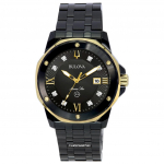 Bulova Marine Star Diamond Accents Black Dial Quartz 98D176 100M meeste k&auml;ekell must