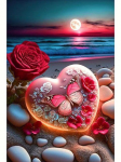 Romantiline rannamaastik Teemantmaal Roos Butterfly Love DIY Mosaiik Teemanttikandid 5D Ristpistes Lille Kodukaunistus S448 Full Round 30x45CM
