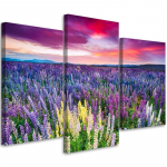 Kolmeosalise pildiga l&otilde;uenditr&uuml;kk Lavendel Field Nature 60x40 lilla
