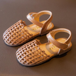 Suvised t&uuml;drukute kinnise varbaga sandaalid, kootud &otilde;&otilde;nsatega printsessikingad Pehme tallaga kingad beebile 21 khaki