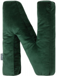 Decorative pillow in the shape of a letter  'N', green