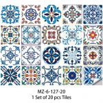 20 tk Bohemian Style Plaadid Kleebis K&ouml;&ouml;k Backsplash Garderoob Laud Vannituba Renoveerimine Vahemeremaade koorimis- ja kleebitavad seinakleebised 10cmX10cmX20pcs