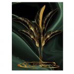 Roheline ja kuldne taimeleht Abstraktne plakat P&otilde;hjamaade l&otilde;uenditr&uuml;kk Seinakunst Maalimine Moodsad Skandinaavia pildid Elutoa sisustus 21x30 No Frame