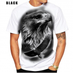 3D T-s&auml;rk Animal Eagle Mustriga T-s&auml;rk Lahe isikup&auml;ra T-s&auml;rk L&uuml;hike meeste vabaaja kaelus l&uuml;hikeste varrukatega sporttopsid S