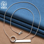 925 Sterling Silver Circle Ristk&uuml;liku Ripats Kaelakee Ehted 45cm