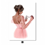 Roosa lillega parf&uuml;&uuml;m Moeplakat Naine meik Huulepulk Raamat L&otilde;uendimaal Seinakunstitr&uuml;kk Pilt T&uuml;druk Magamistuba Kodukaunistus 60x90cm No Frame