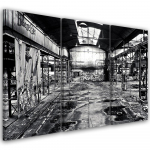 Kolmeosalise pildiga l&otilde;uenditr&uuml;kk Old Factory Black White 60x40 valge/must