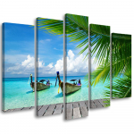 Viieosalise pildiga l&otilde;uendiprint Tropical Beach 100x70 sinine