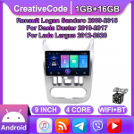 9-tolline Android Carplay Renault Logan I Sandero 2009-2015 autoraadio multimeedia videopleier GPS-navigatsioon WIFI 2+32GB 1+16GB