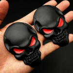 2x 3D suure musta metallist pealuu luukere Evil Bone auto embleemi m&auml;rgi kleebis must
