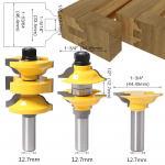 3tk 8mm 12mm 1/2tolline varre sisend Tenon ukse ruuteri otsaku komplekt Ogee sobitatud R&S ruuteri otsad puidu nikerdamiseks 1/2inch shank kollane