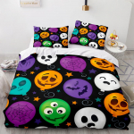 3D Pumpkin Ghost Theme voodipesukomplekt Halloweeni tekikott ja padjap&uuml;&uuml;r 2/3 t&uuml;kki, mis sobivad puhkuse dekoratiivseks kodukaunistuseks Baby 100x135cm