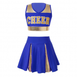 Laste t&uuml;drukute ergutusriided Varrukateta Crop Top seelikuga Koolivorm Cheer Kleit Peokost&uuml;&uuml;m 5-6 Years sinine