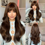 HAIRCUBE Pruunid Ombre s&uuml;nteetilised parukad Pikad lainelised juuksed Parukad mustadele naistele tukkidega igap&auml;evased Cosplay kuumakindlad looduslikud parukad
