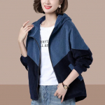 Naiste s&uuml;gisjope pikkade varrukatega kapuutsiga jakid, velvetist vabaaja mantel, naiste tuulejope, vaba v&auml;lisriided 4xl XL sinine