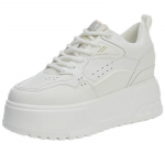 Fujin 9 cm mikrofiibrist naiste platvormiga kiiluga paksud tossud p&otilde;hjuslik k&otilde;ndimine hingav, vulkaniseeriv, mugavad moodsad rulajalatsid 34 beež