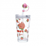 480 ml klaasist veepudel &otilde;lgedega Cartoon Clouds Straw Cup lekkekindel kaasaskantav joogipudel ja tihenduskorgi kaanega 480ml