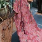 Johnature Summer Woman Vintage Style Linase Print Disc Pandlaga kleit V-kaelusega Hiina stiilis l&uuml;hikeste varrukatega vabaaja kleit One Size punane