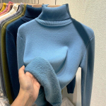 Naiste kilpkonnakaelusega talvekampsun Elegantne paks, soe naiste kootud pullover, avara kudumiga džemper M sinine