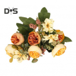 Kunstlik siidilillega kunstlik roos kastmata kaasaegne siseruumide sisekujundus, simulatsioonililleharu oranž