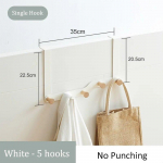 Moodne Moodne Ukse Tagune Konks Magamistoa Esiku Tasuta Stantsimiseta Riidekonks Vannitoa Uksekonks R&auml;tikuhoidja Metallkonks 5Hooks-White